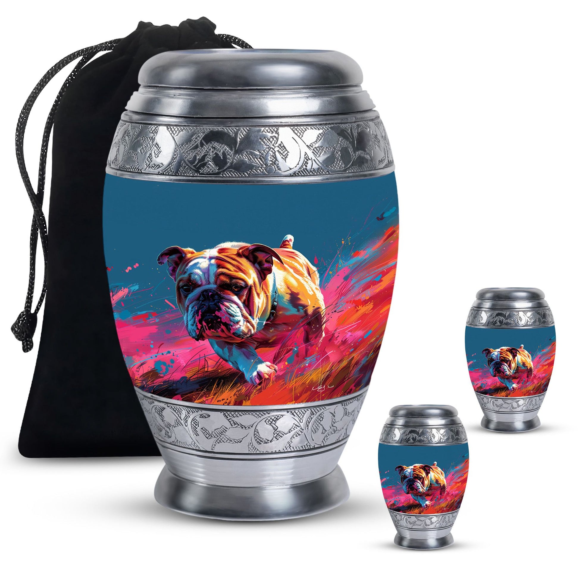 Vibrant Memorial Ashes Urn - Bulldog Funeral Cremation Urn For Pets