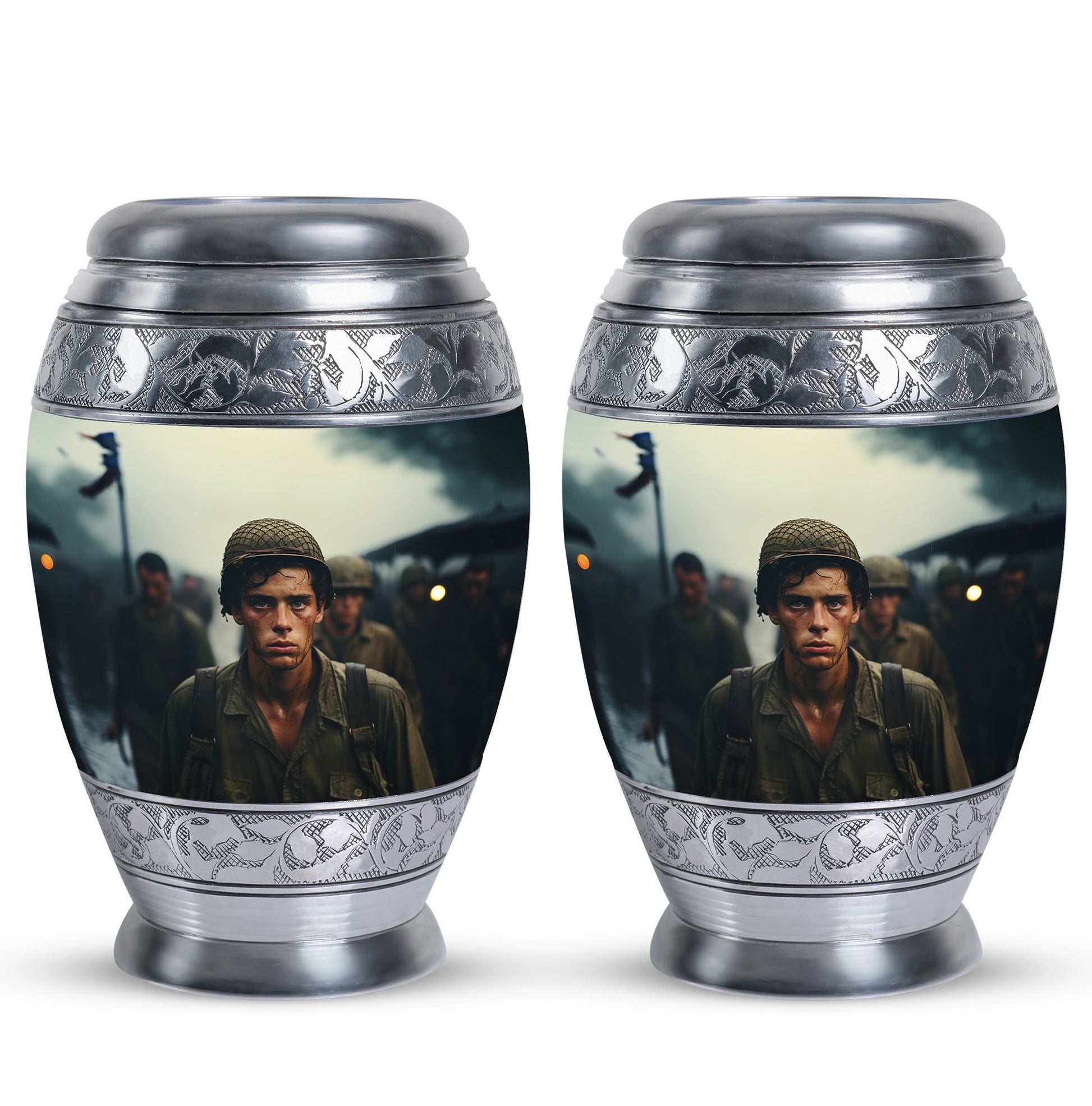 Soldier Urn Memorial For Adult Men & Women - Veteran Cremation Urn