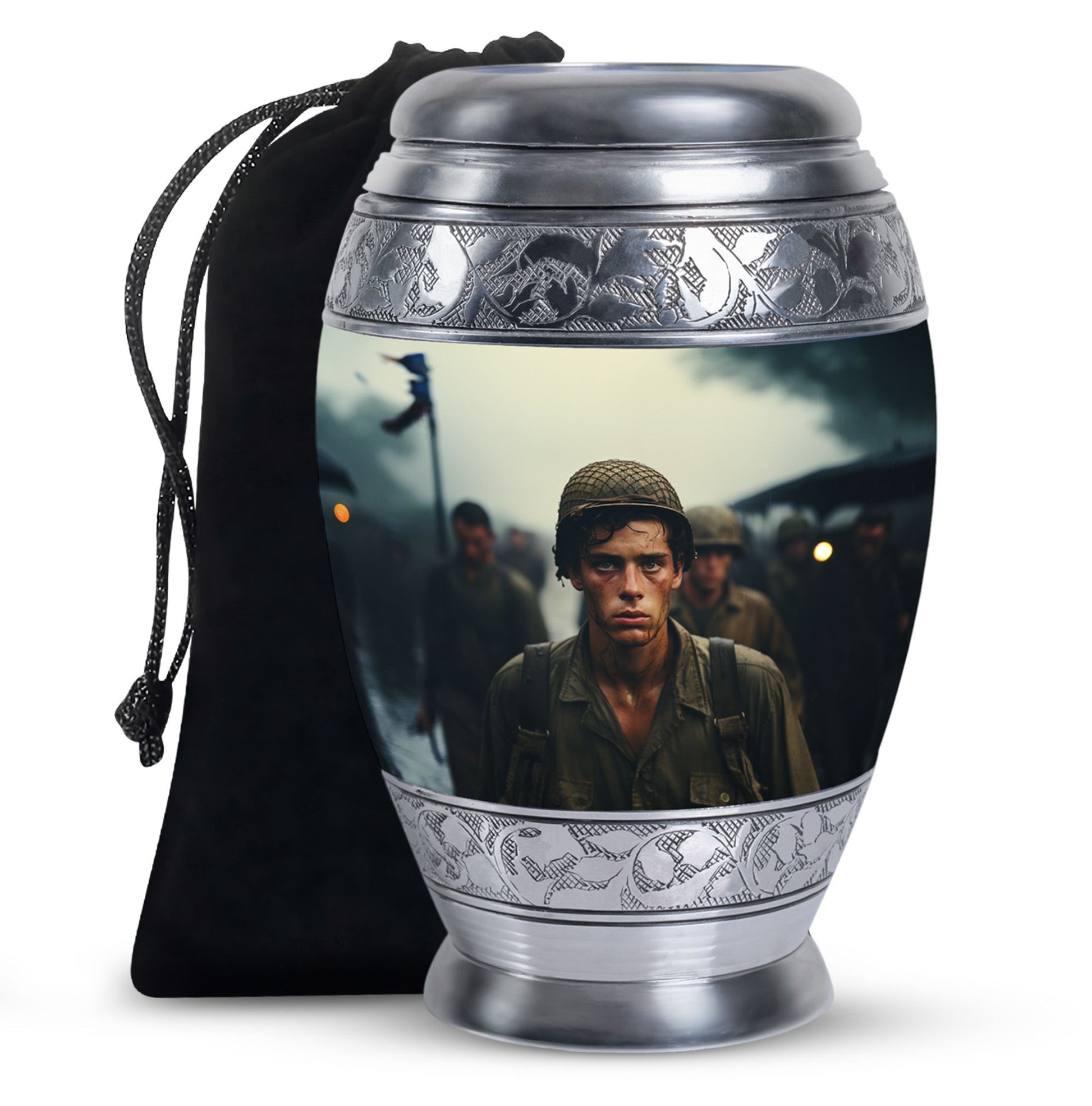 Soldier Urn Memorial For Adult Men & Women - Veteran Cremation Urn