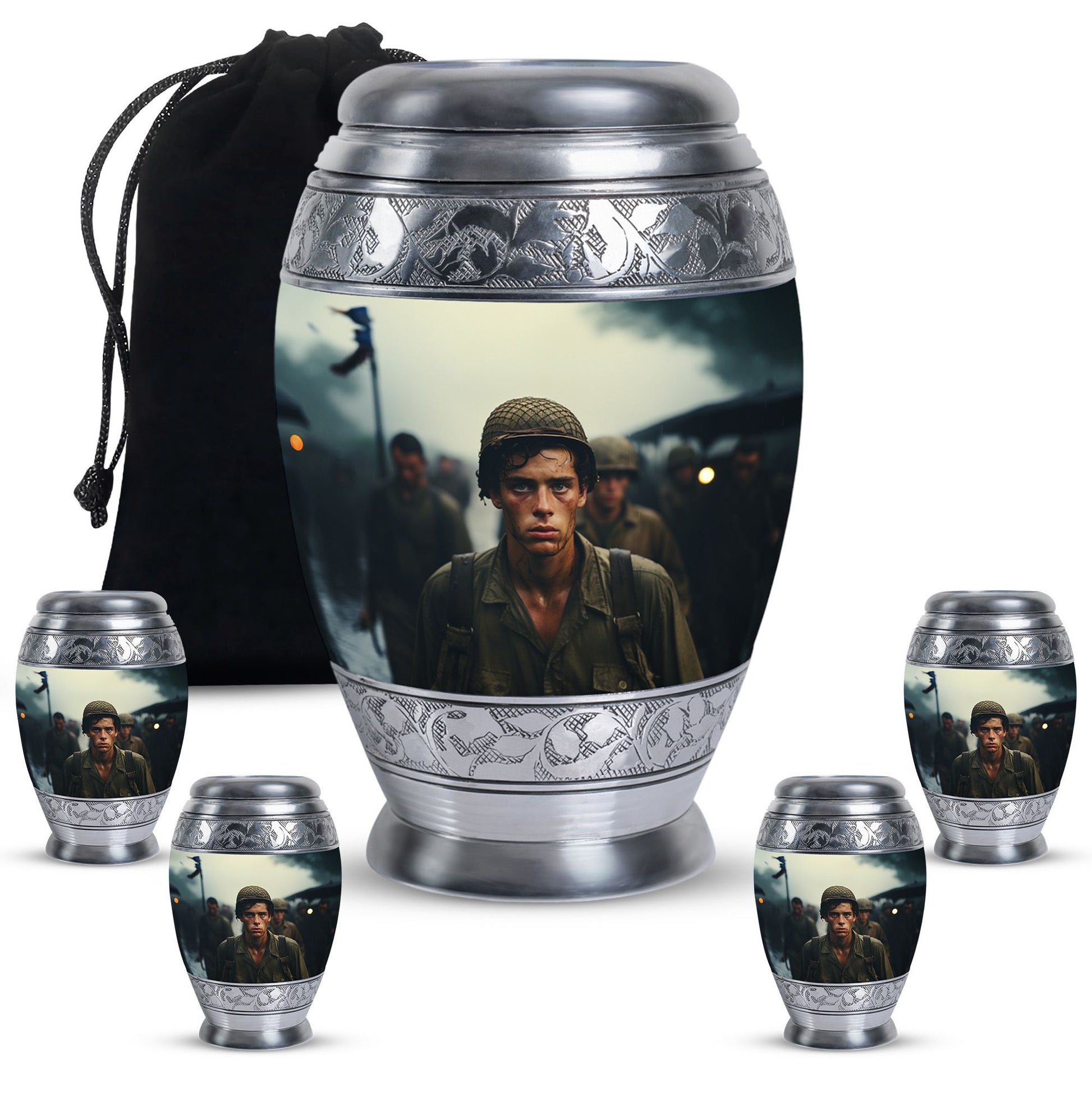 Soldier Urn Memorial For Adult Men & Women - Veteran Cremation Urn