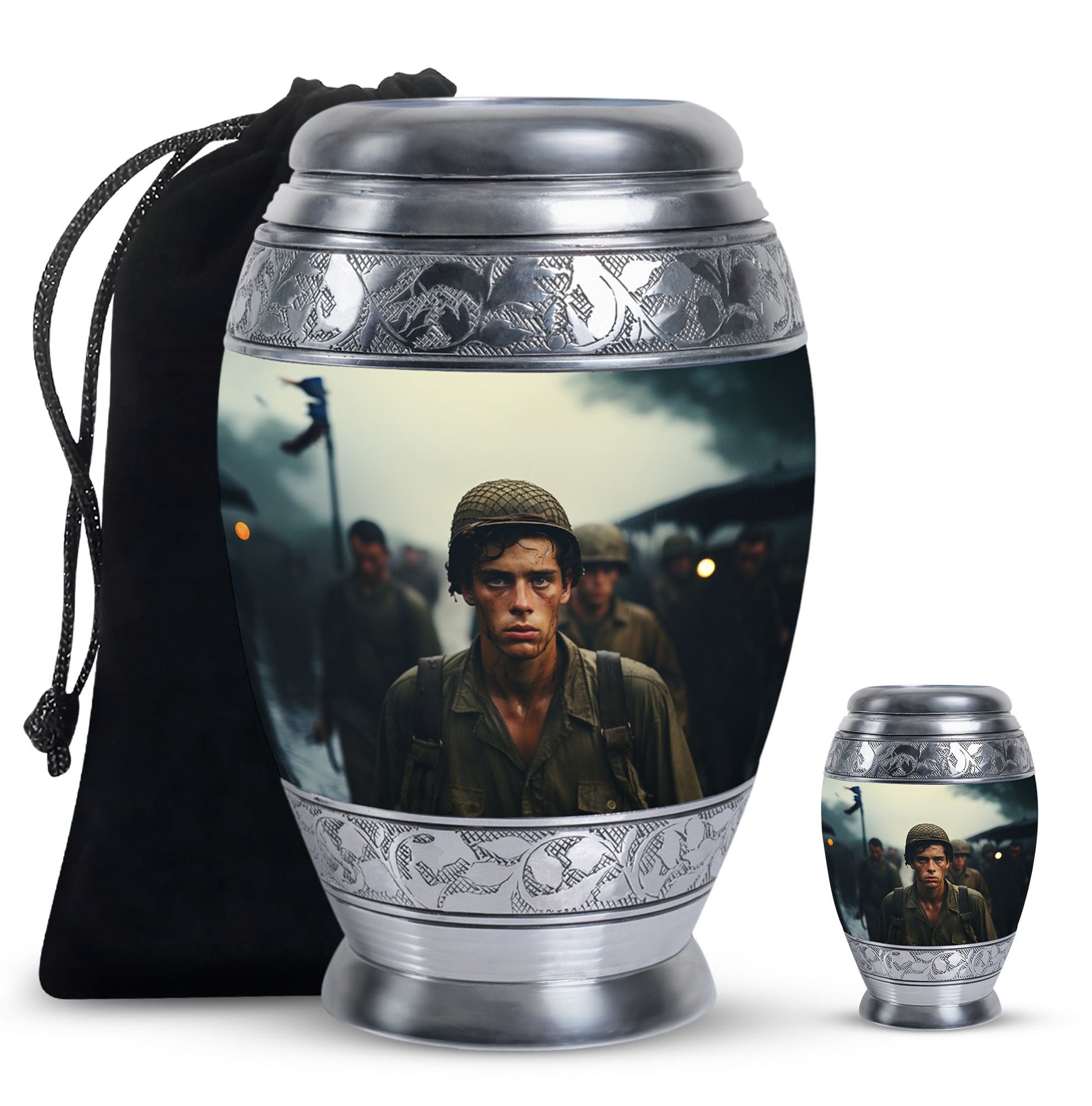 Soldier Urn Memorial For Adult Men & Women - Veteran Cremation Urn