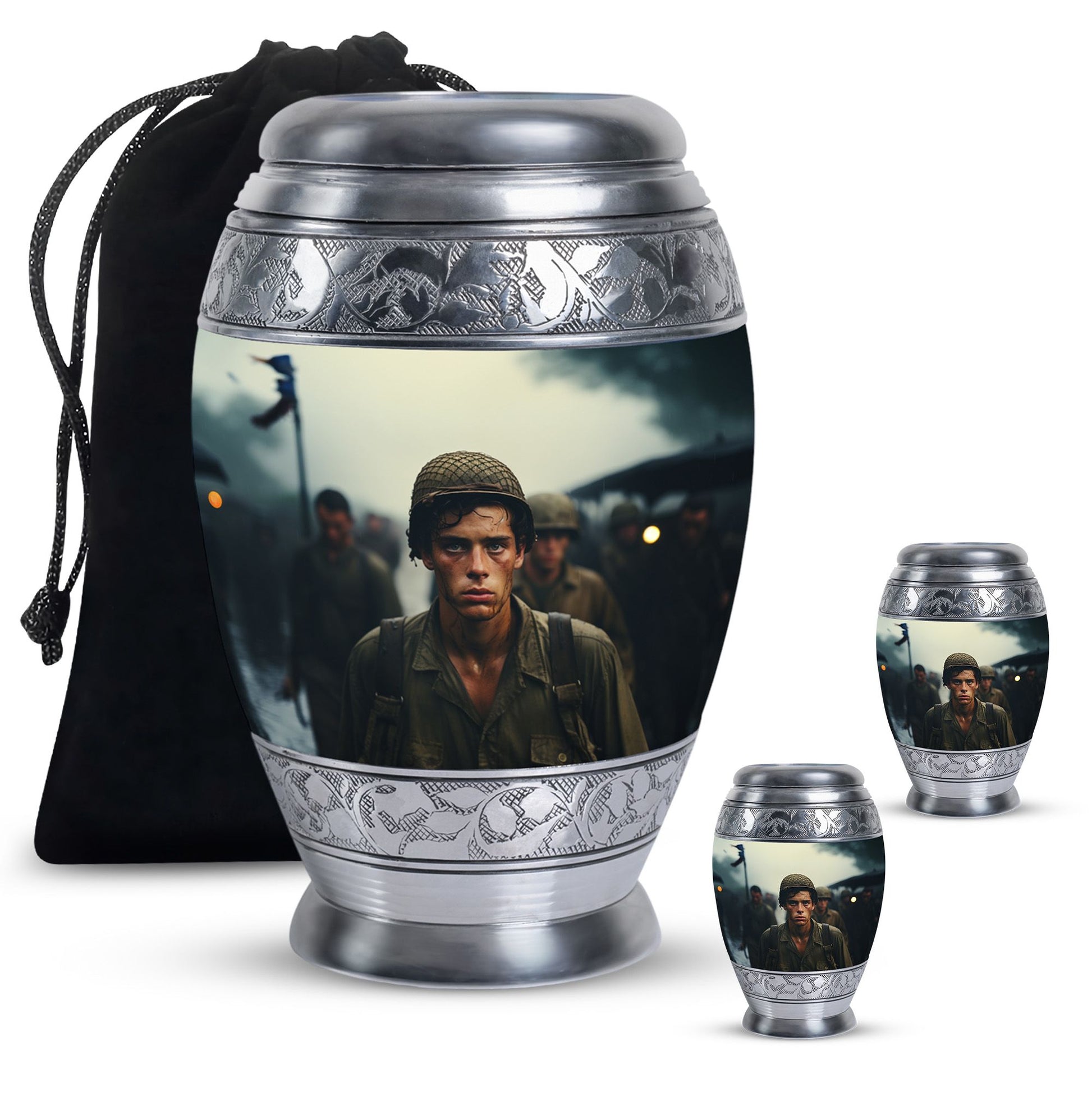 Soldier Urn Memorial For Adult Men & Women - Veteran Cremation Urn
