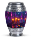Neon City Memorial Urn For Females - Glowing Candles Cremation Urn