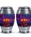 Neon City Memorial Urn For Females - Glowing Candles Cremation Urn