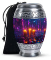 Neon City Memorial Urn For Females - Glowing Candles Cremation Urn