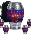 Neon City Memorial Urn For Females - Glowing Candles Cremation Urn