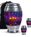 Neon City Memorial Urn For Females - Glowing Candles Cremation Urn