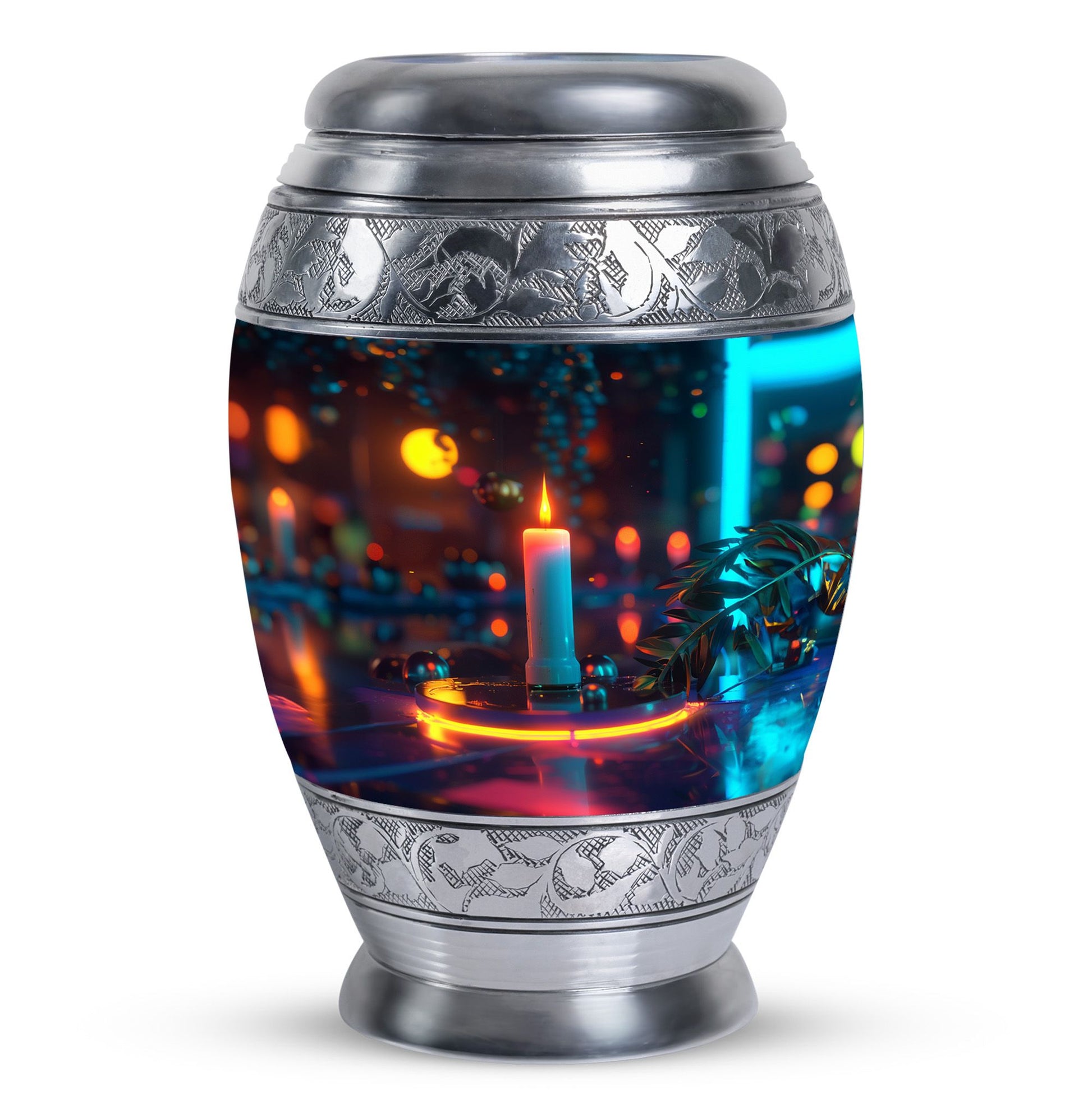 Glowing Candle Memorial Tribute Urn - Neon Urn For Male & Female