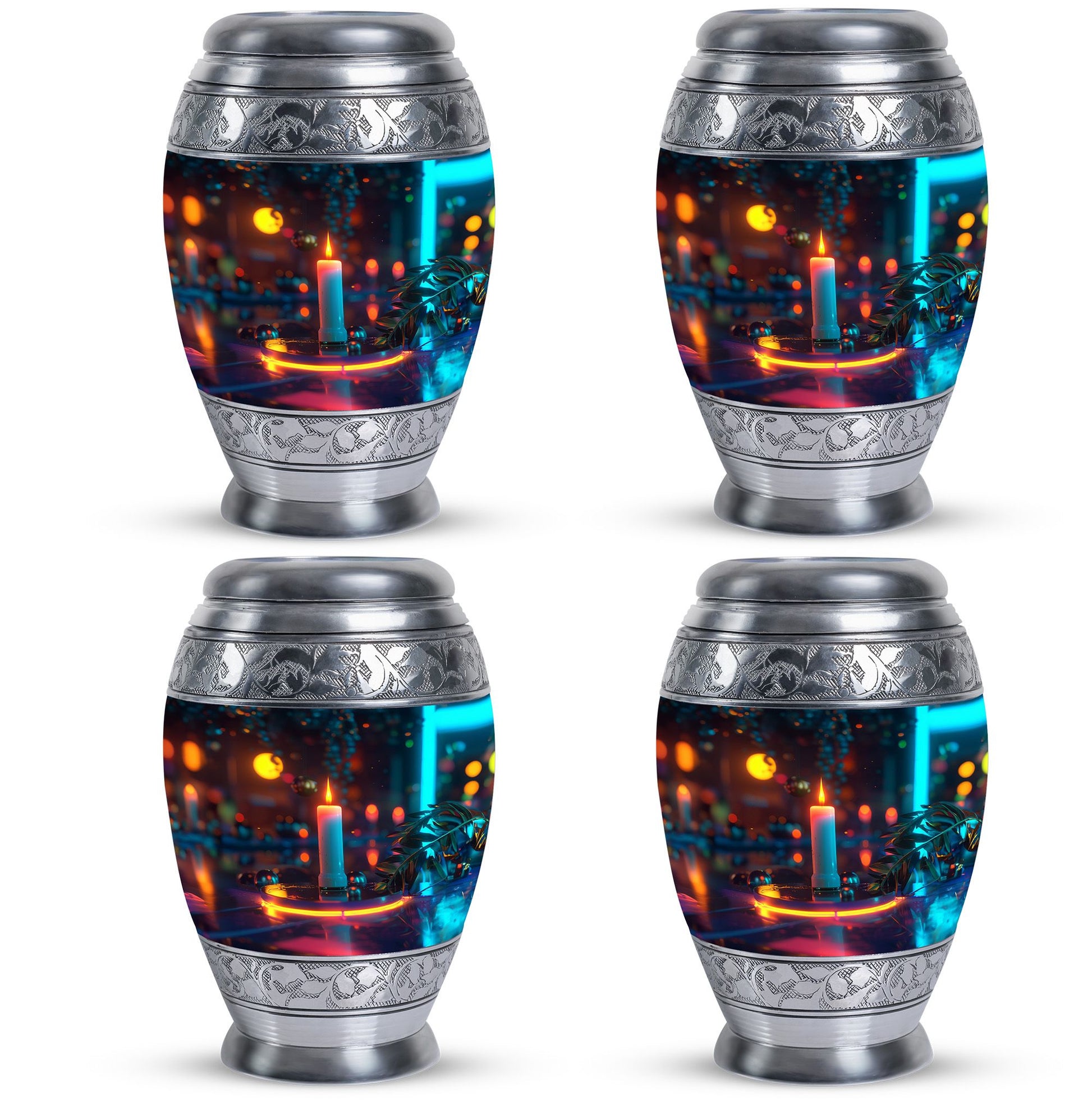 Glowing Candle Memorial Tribute Urn - Neon Urn For Male & Female