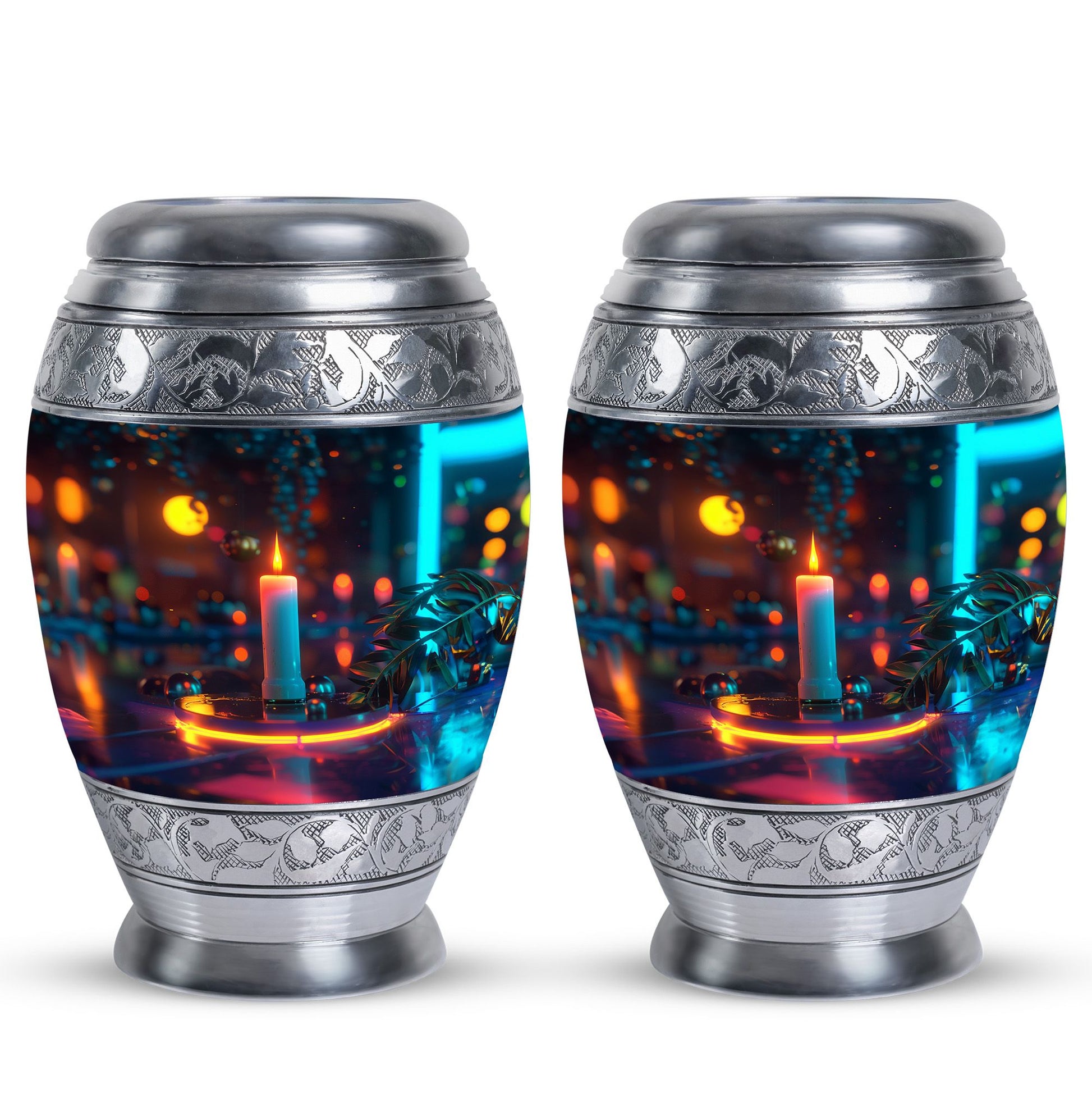 Glowing Candle Memorial Tribute Urn - Neon Urn For Male & Female