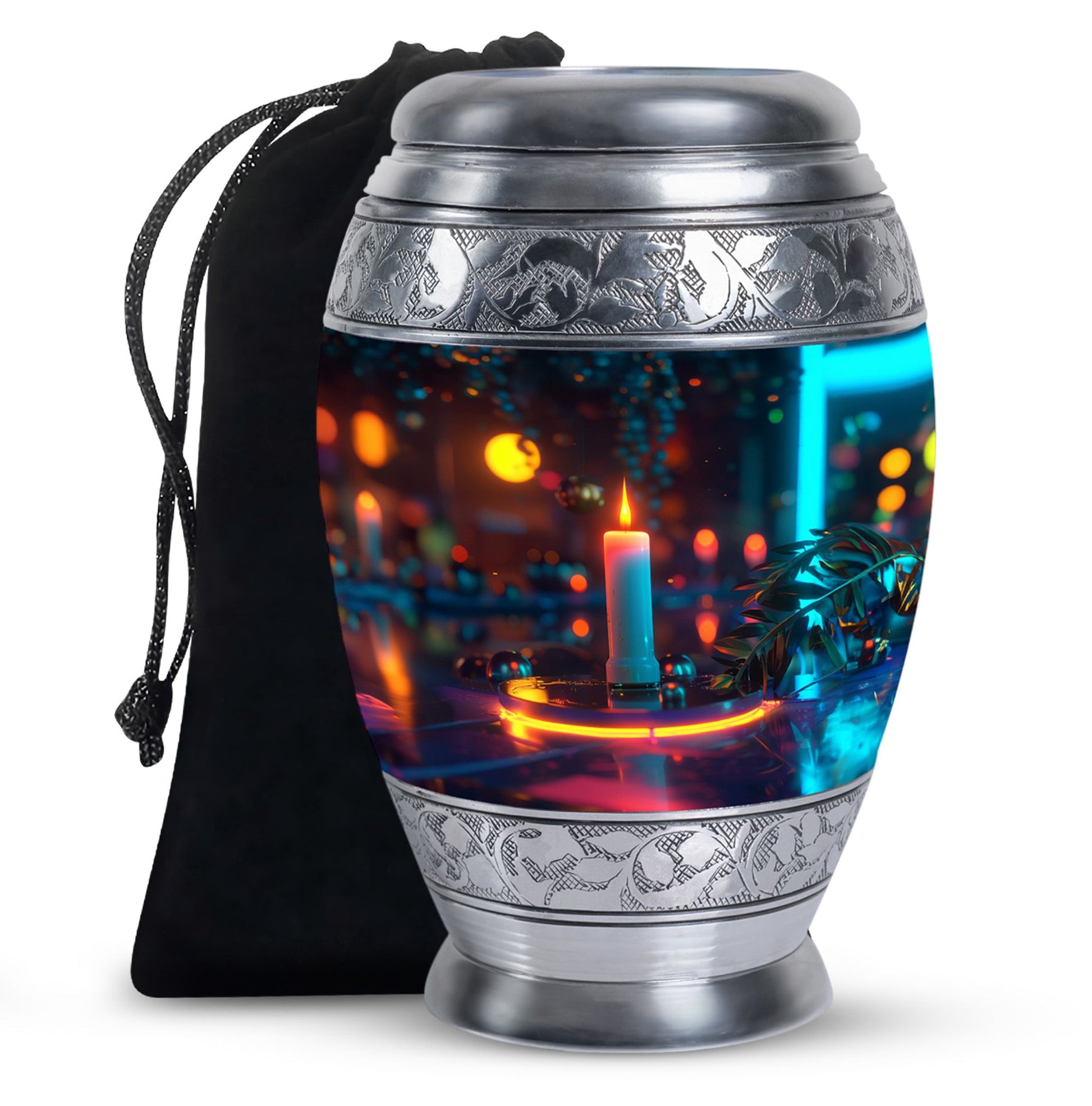 Glowing Candle Memorial Tribute Urn - Neon Urn For Male & Female