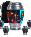 Glowing Candle Memorial Tribute Urn - Neon Urn For Male & Female