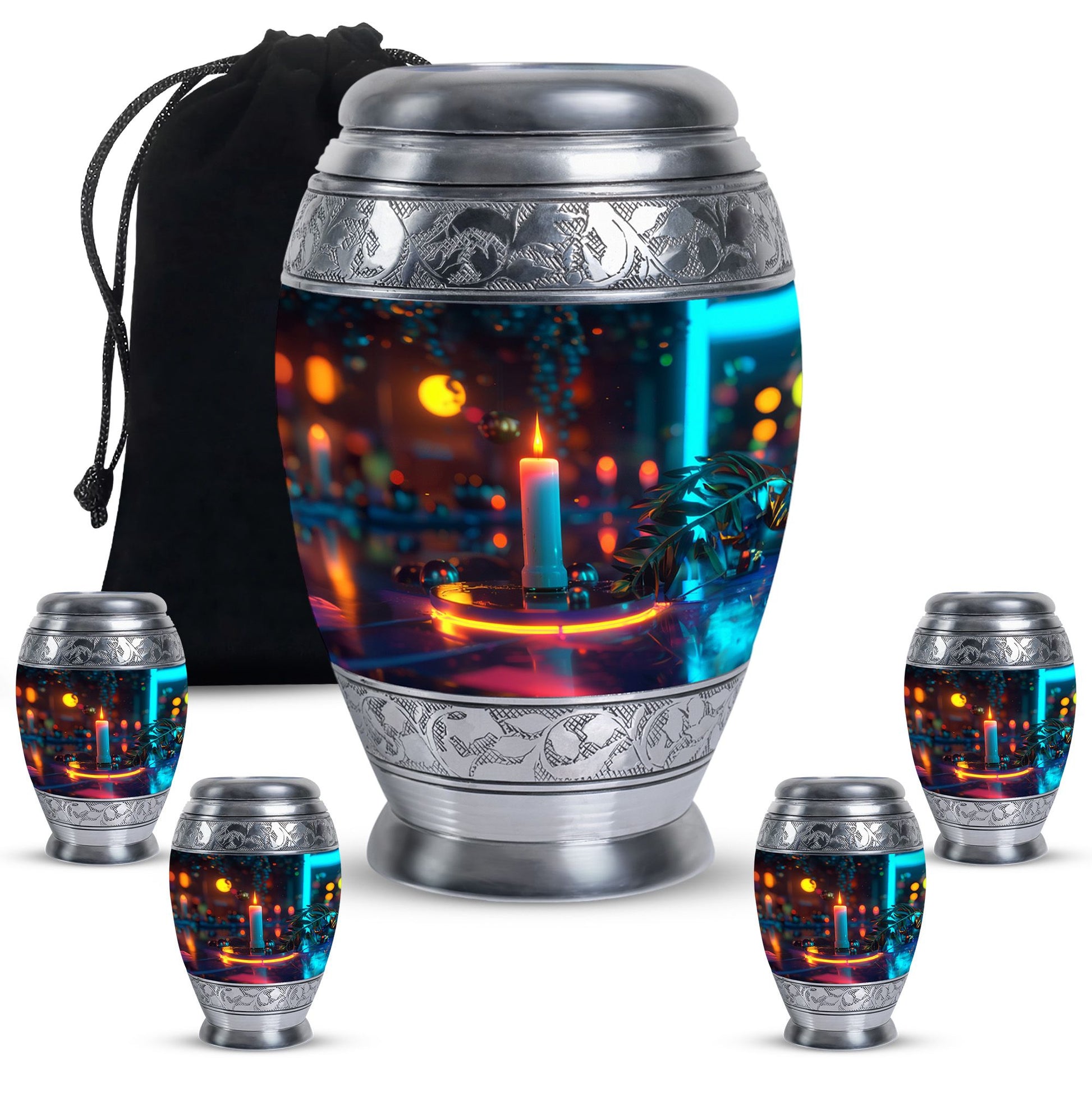 Glowing Candle Memorial Tribute Urn - Neon Urn For Male & Female