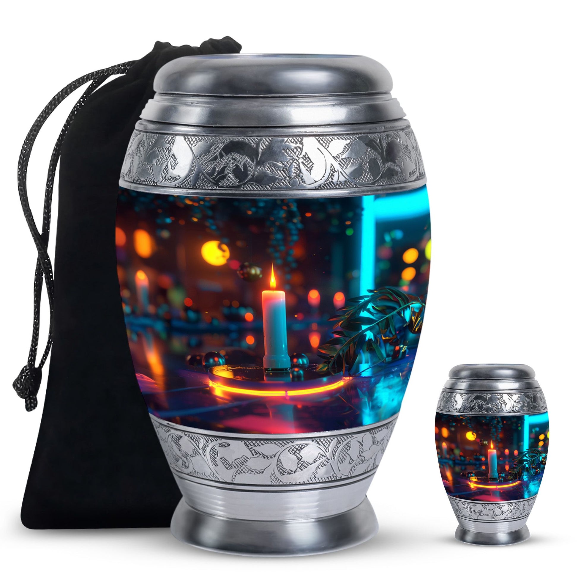 Glowing Candle Memorial Tribute Urn - Neon Urn For Male & Female