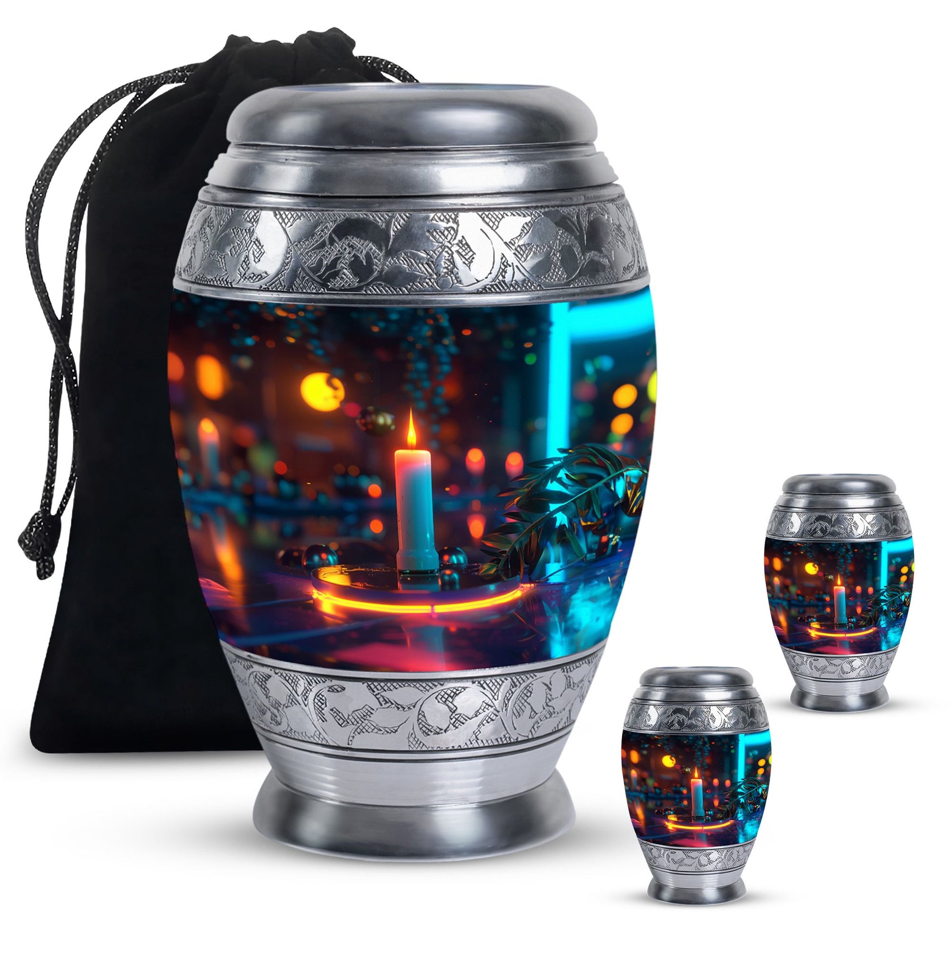 Glowing Candle Memorial Tribute Urn - Neon Urn For Male & Female