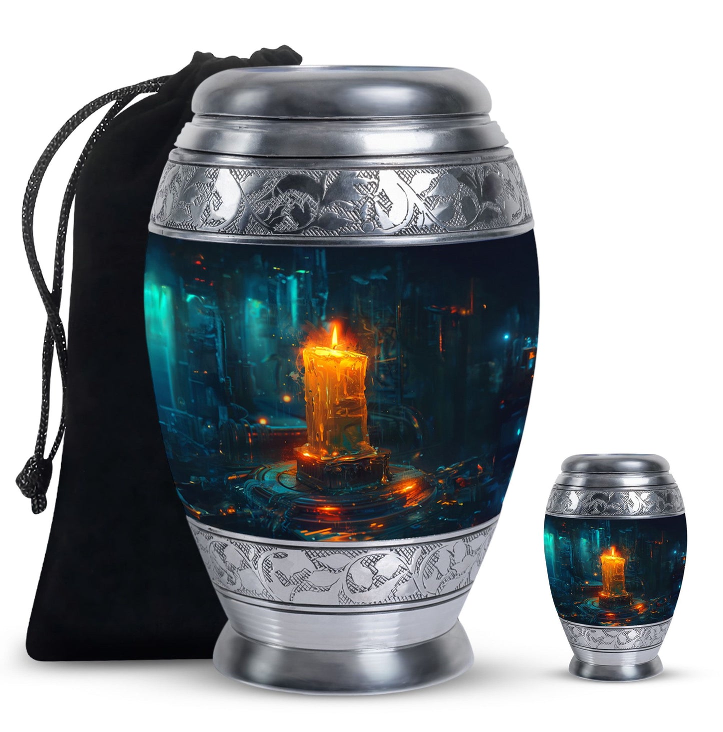 Personalized Candle Cremation Urn for Human Ashes - 10-inch, 200 cu in - Yatskia