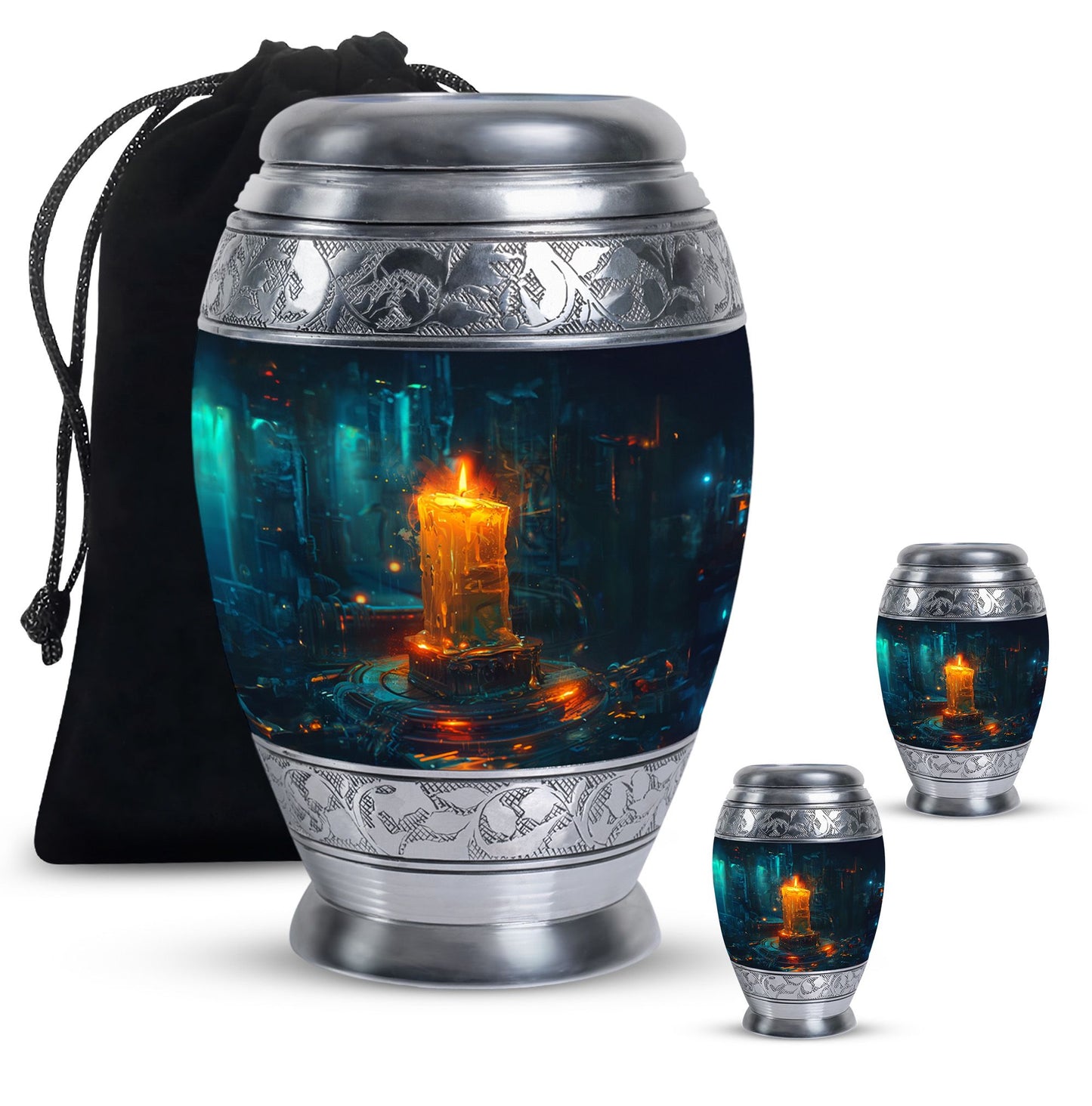 Personalized Candle Cremation Urn for Human Ashes - 10-inch, 200 cu in - Yatskia