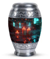 Neon Rainfall Memorial Urn - Candle Themed Cremation Urn For Ashes