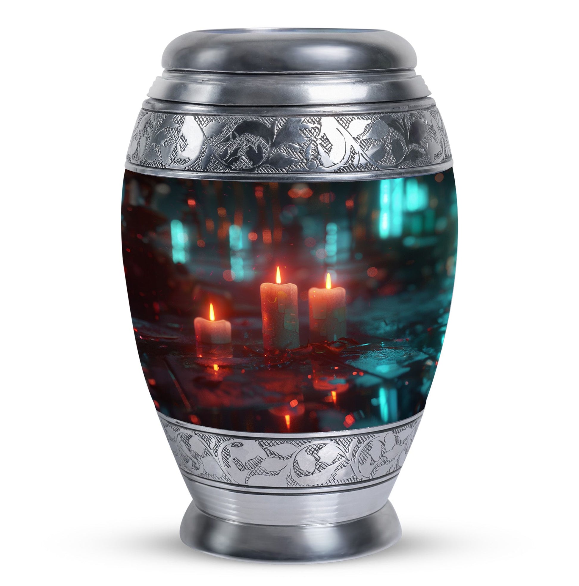 Neon Rainfall Memorial Urn - Candle Themed Cremation Urn For Ashes