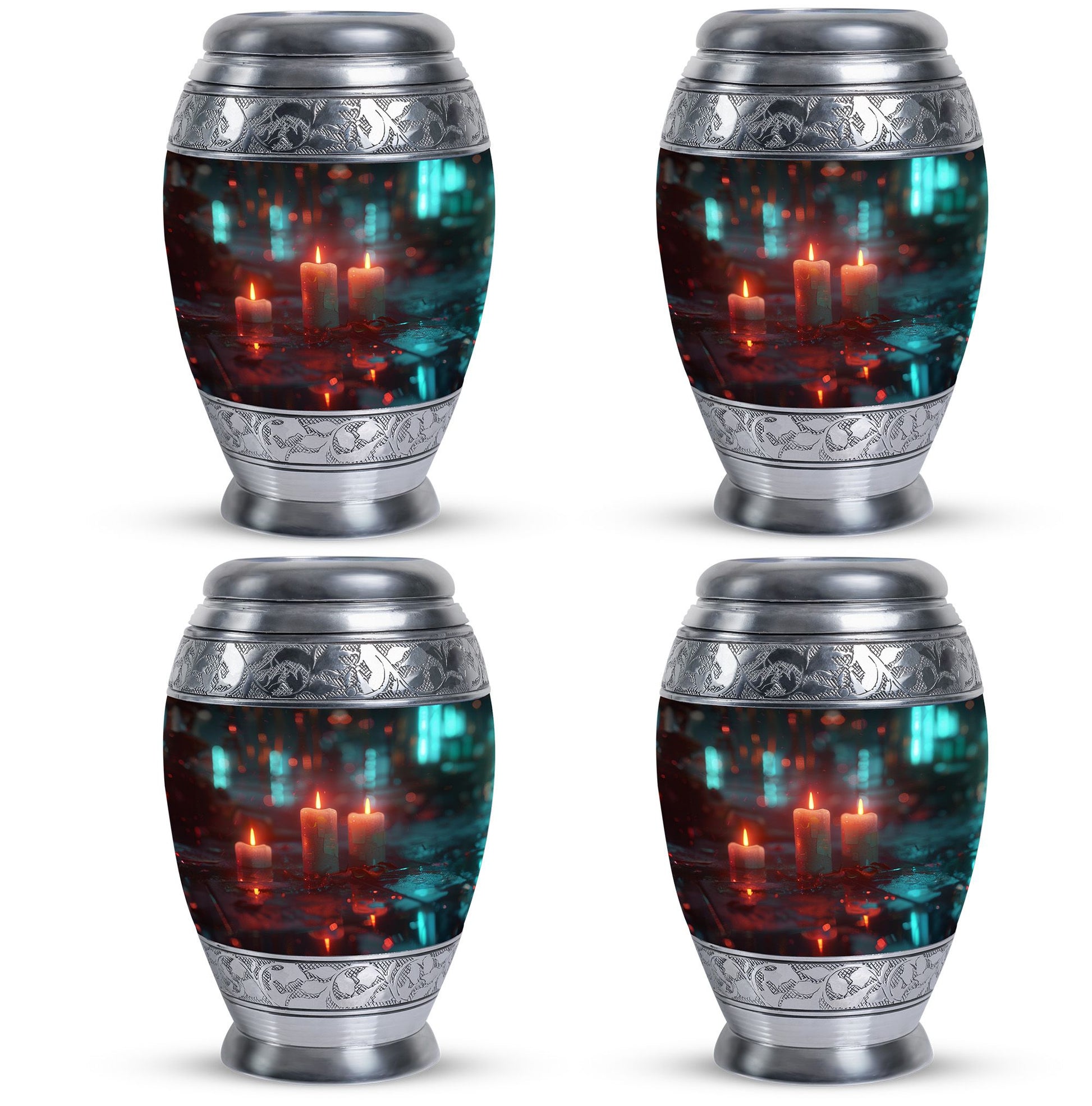 Neon Rainfall Memorial Urn - Candle Themed Cremation Urn For Ashes