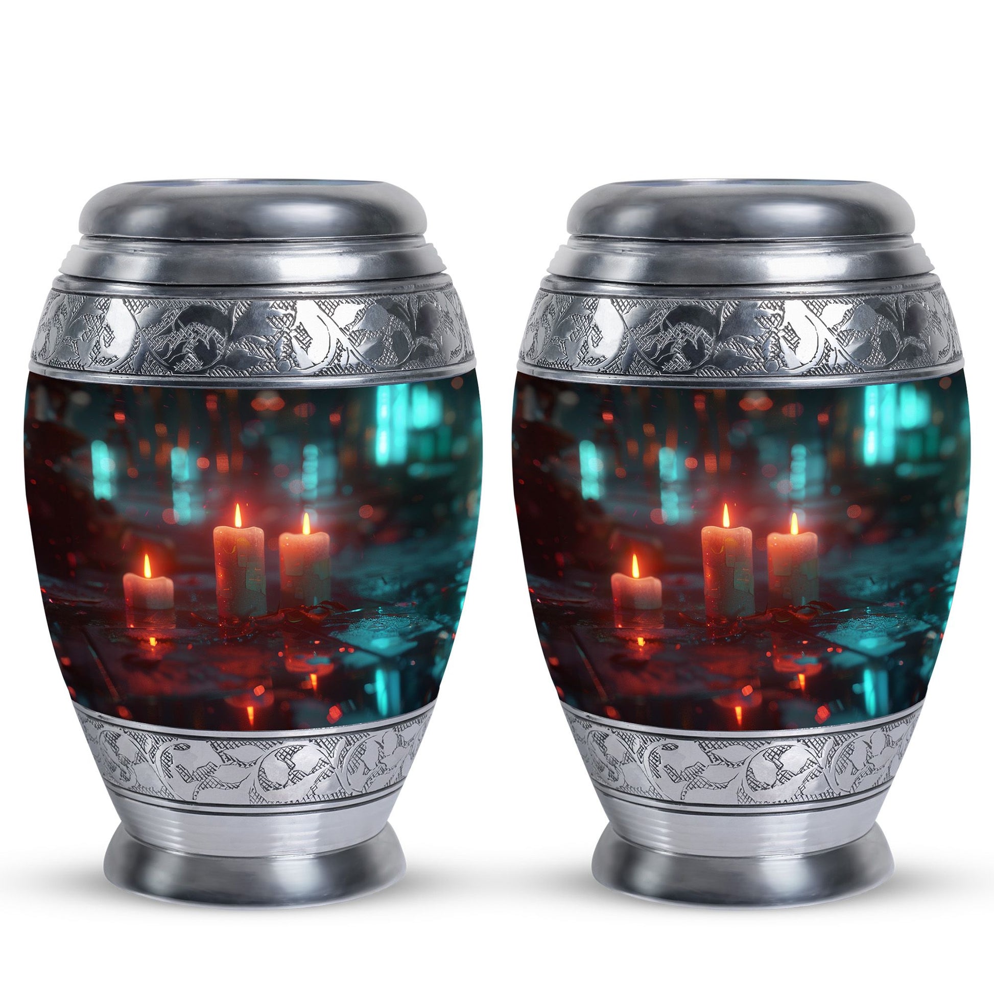 Neon Rainfall Memorial Urn - Candle Themed Cremation Urn For Ashes