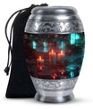 Neon Rainfall Memorial Urn - Candle Themed Cremation Urn For Ashes