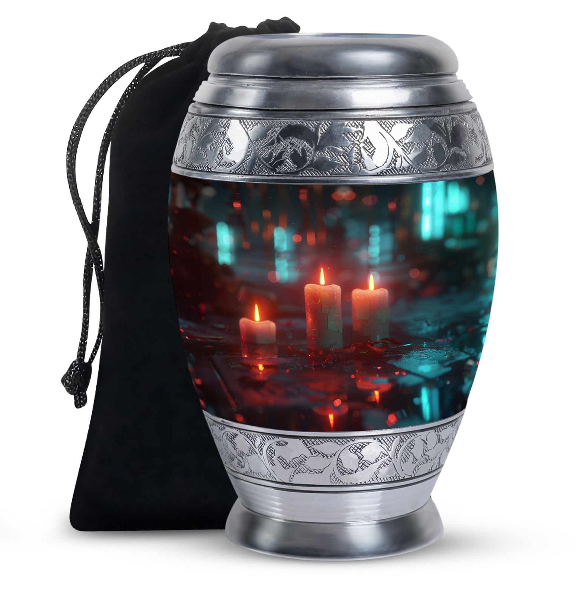 Neon Rainfall Memorial Urn - Candle Themed Cremation Urn For Ashes