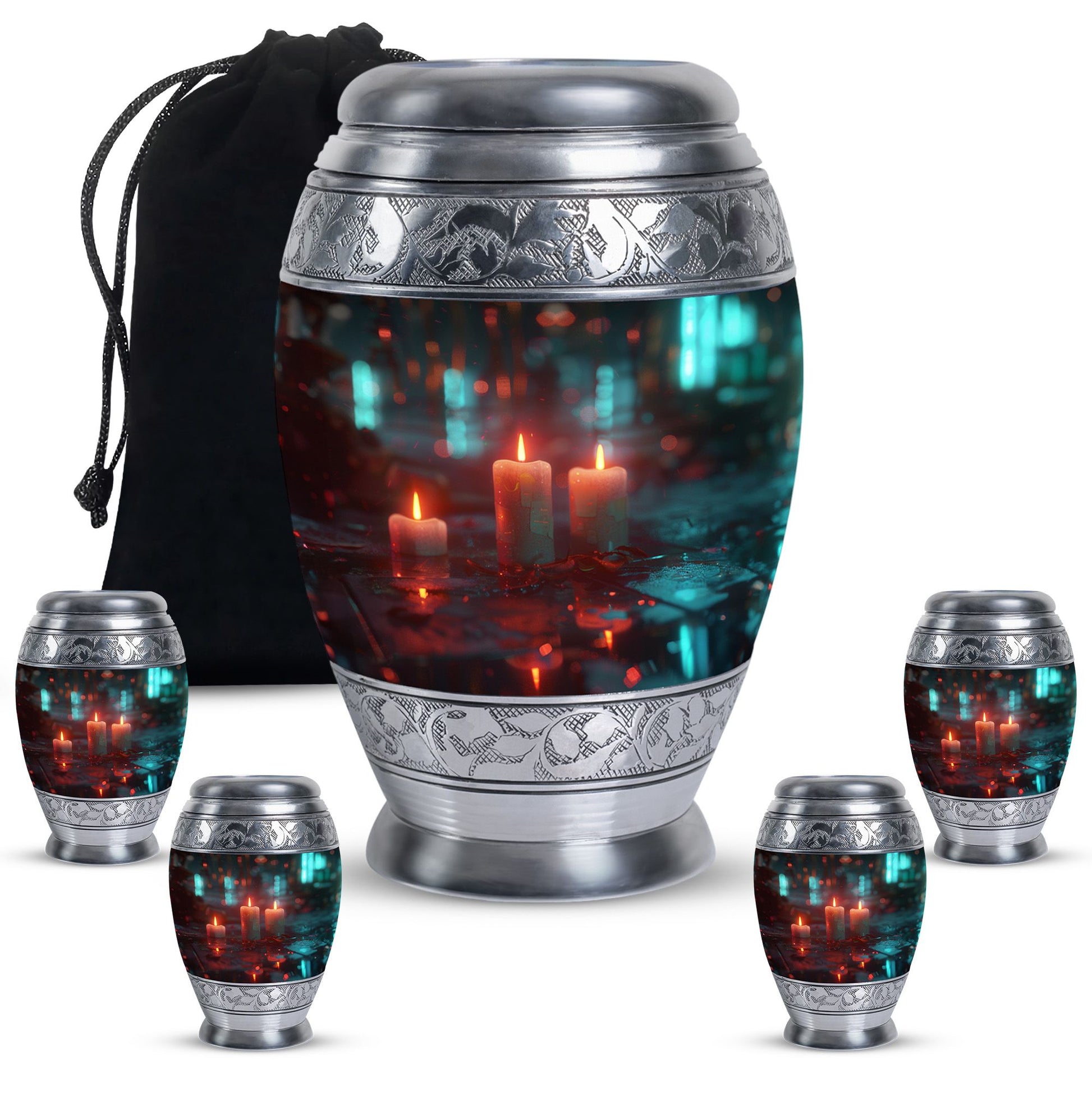 Neon Rainfall Memorial Urn - Candle Themed Cremation Urn For Ashes