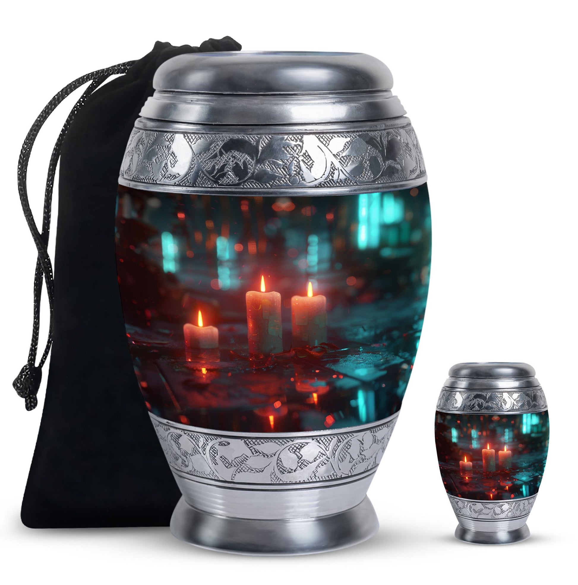 Neon Rainfall Memorial Urn - Candle Themed Cremation Urn For Ashes