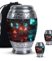 Neon Rainfall Memorial Urn - Candle Themed Cremation Urn For Ashes