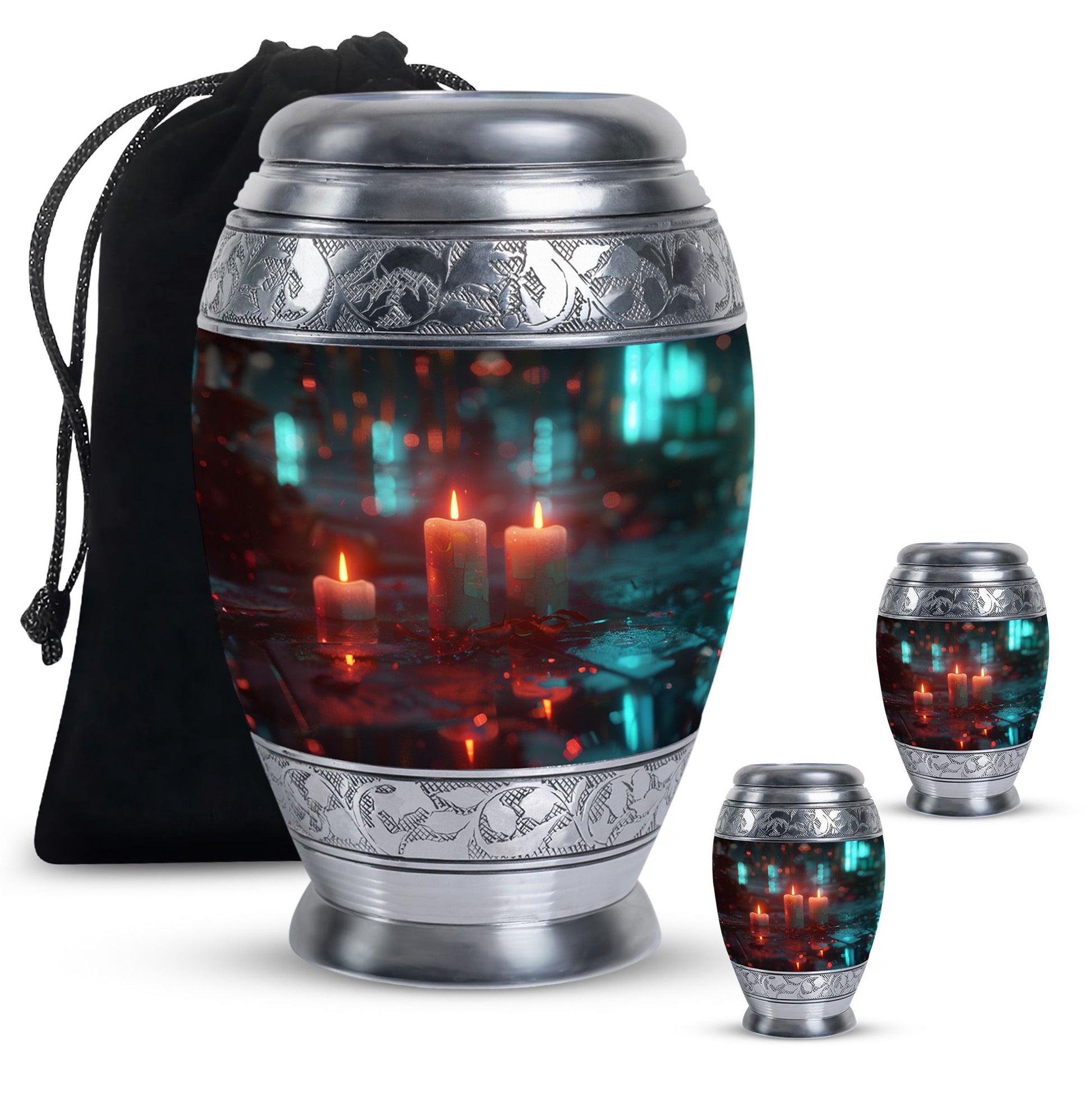 Neon Rainfall Memorial Urn - Candle Themed Cremation Urn For Ashes
