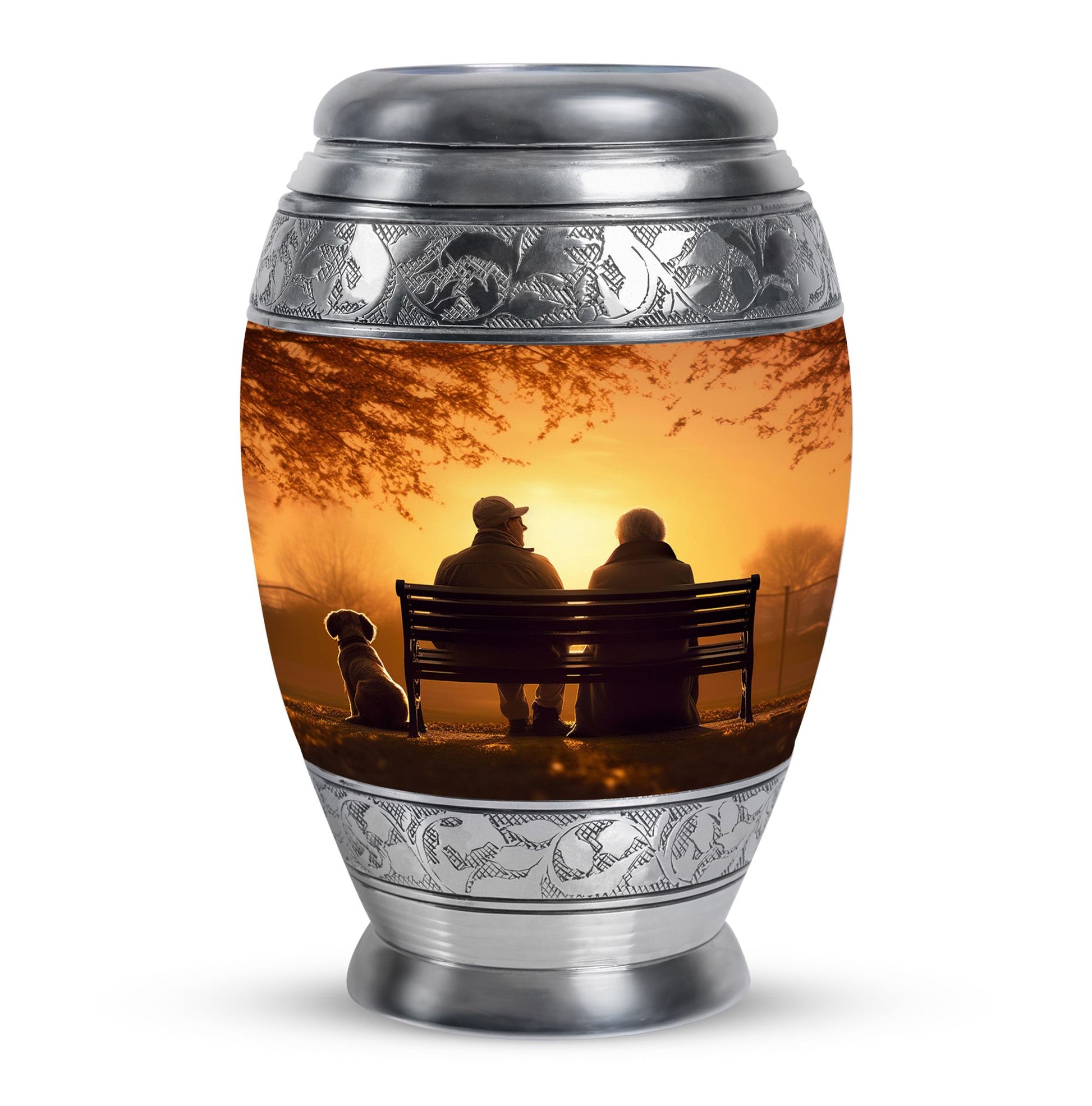 Old Couple On A Bench - Couple Urn For Memorial Ashes Cremation