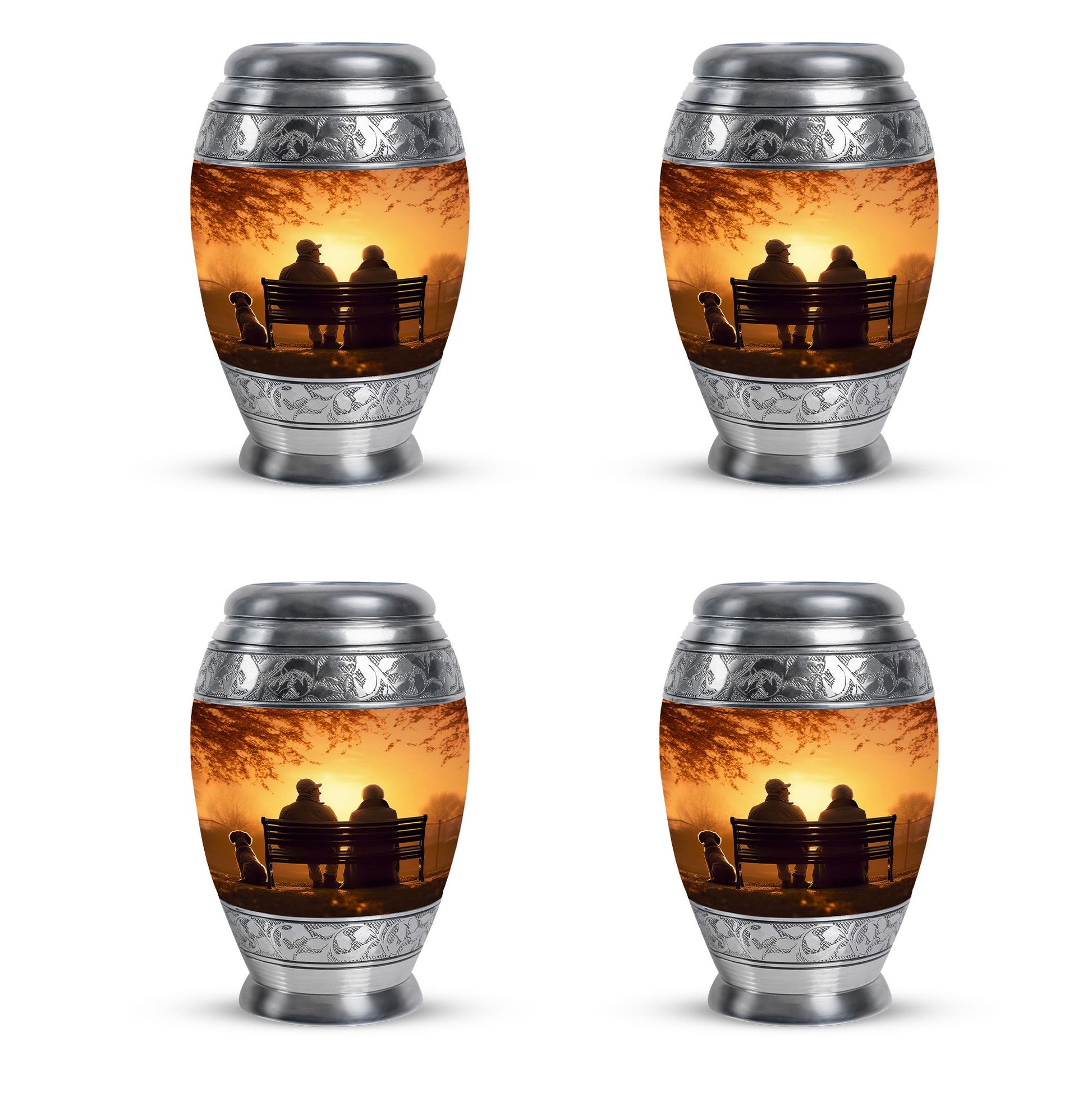 Old Couple On A Bench - Couple Urn For Memorial Ashes Cremation