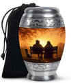 Old Couple On A Bench - Couple Urn For Memorial Ashes Cremation