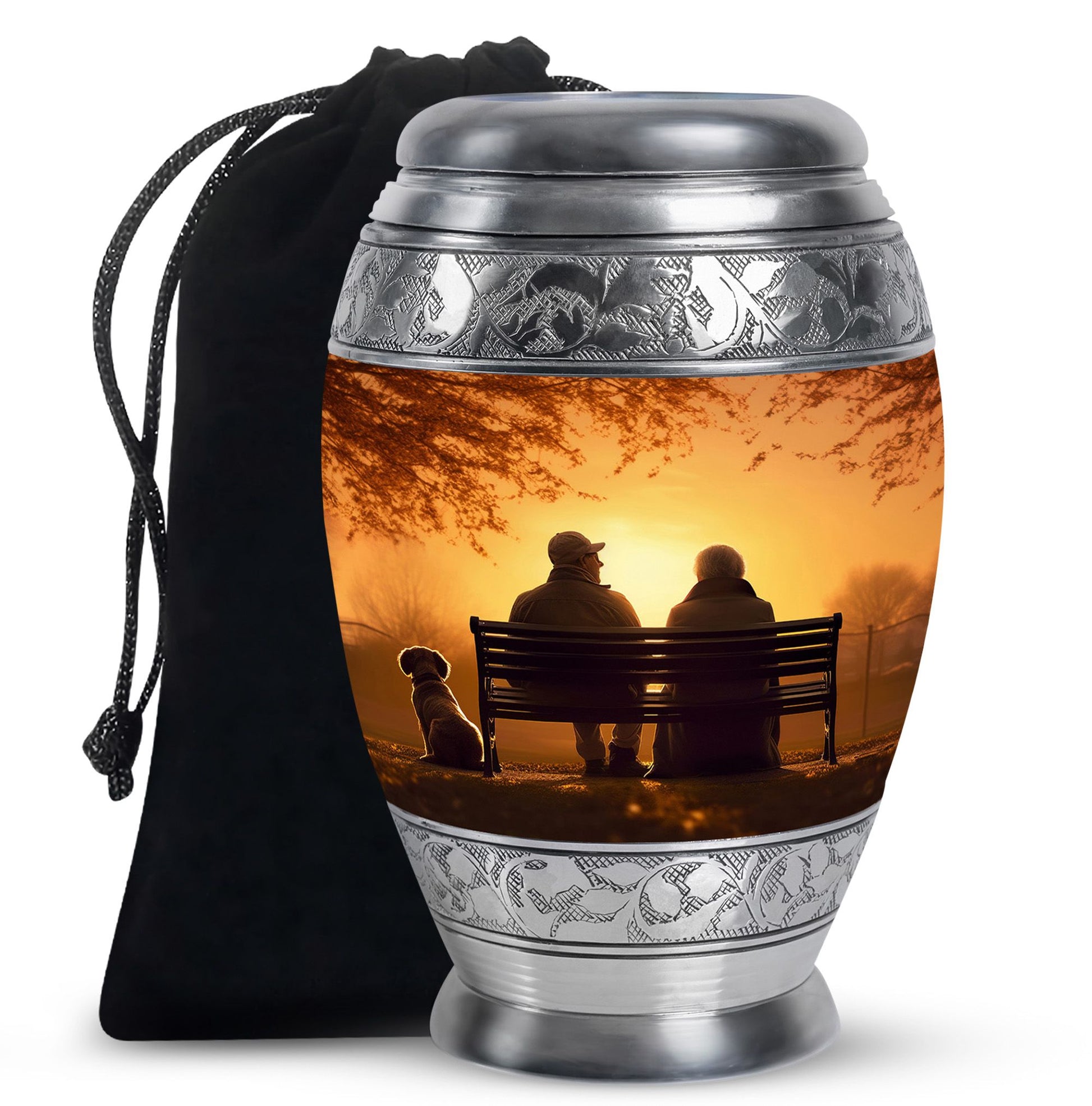 Old Couple On A Bench - Couple Urn For Memorial Ashes Cremation