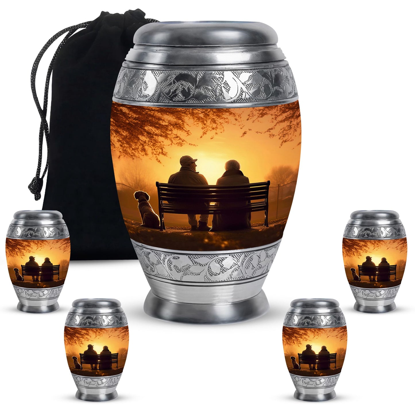 Personalized Couple Cremation Urn for Human Ashes - 10-inch, 200 cu in - Yatskia