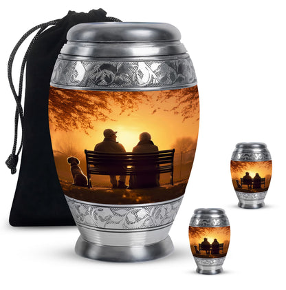 Personalized Couple Cremation Urn for Human Ashes - 10-inch, 200 cu in - Yatskia