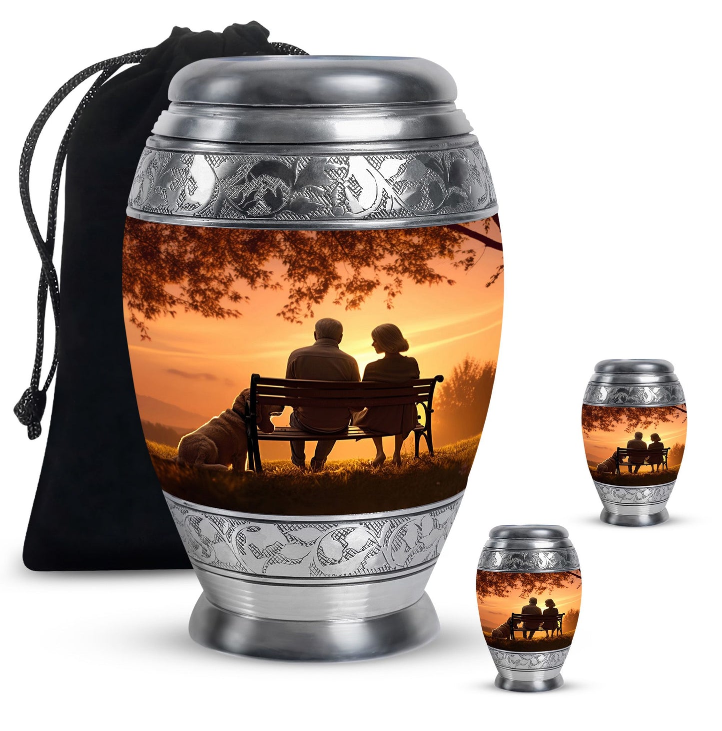 Personalized Couple Memorial Urn for Human Ashes - 10-inch, 200 cu in - Yatskia