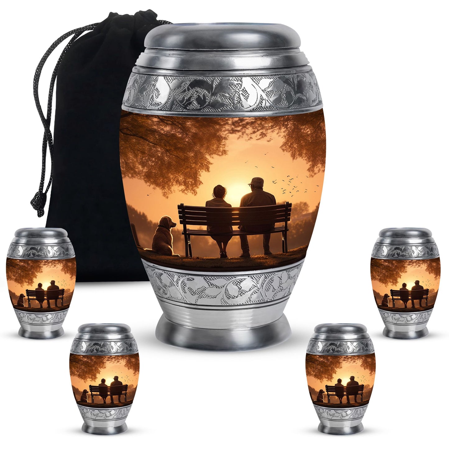 Personalized Couple Cremation Urn for Human Ashes - 10-inch, 200 cu in - Yatskia