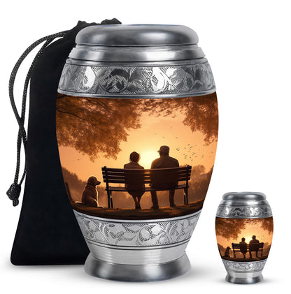 Personalized Couple Cremation Urn for Human Ashes - 10-inch, 200 cu in - Yatskia
