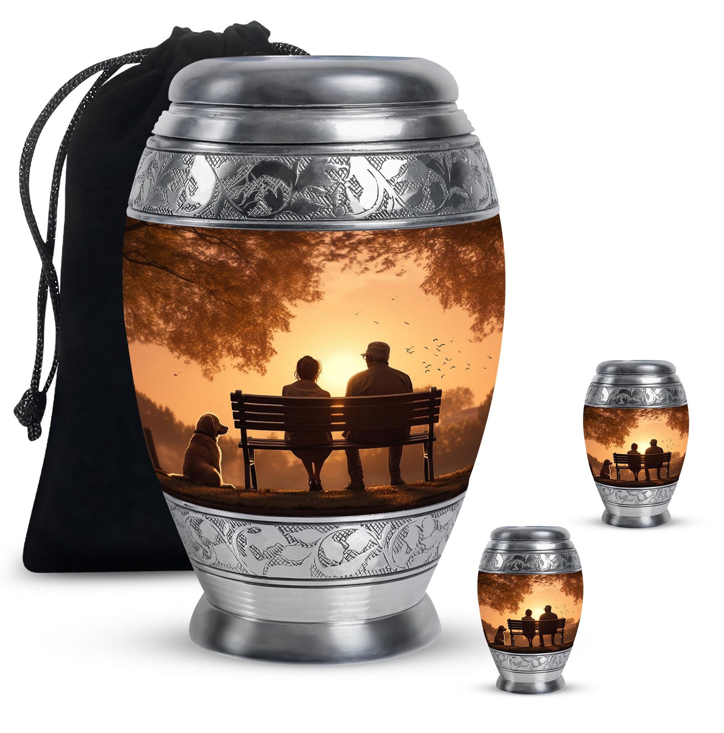 Personalized Couple Cremation Urn for Human Ashes - 10-inch, 200 cu in - Yatskia