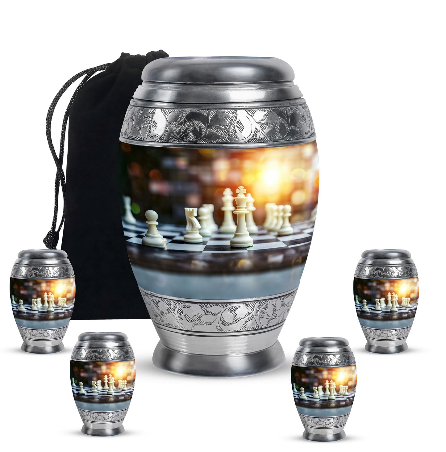 Personalized Chess Cremation Urn for Women - 10-inch, 200 cu in - Yatskia