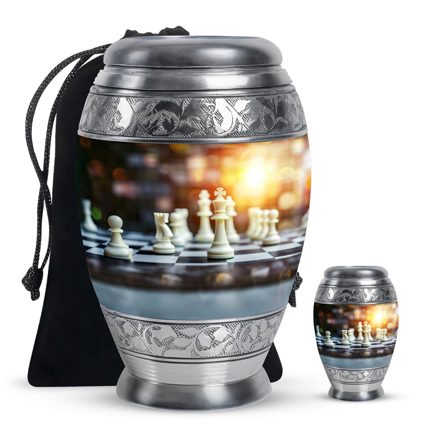 Personalized Chess Cremation Urn for Women - 10-inch, 200 cu in - Yatskia