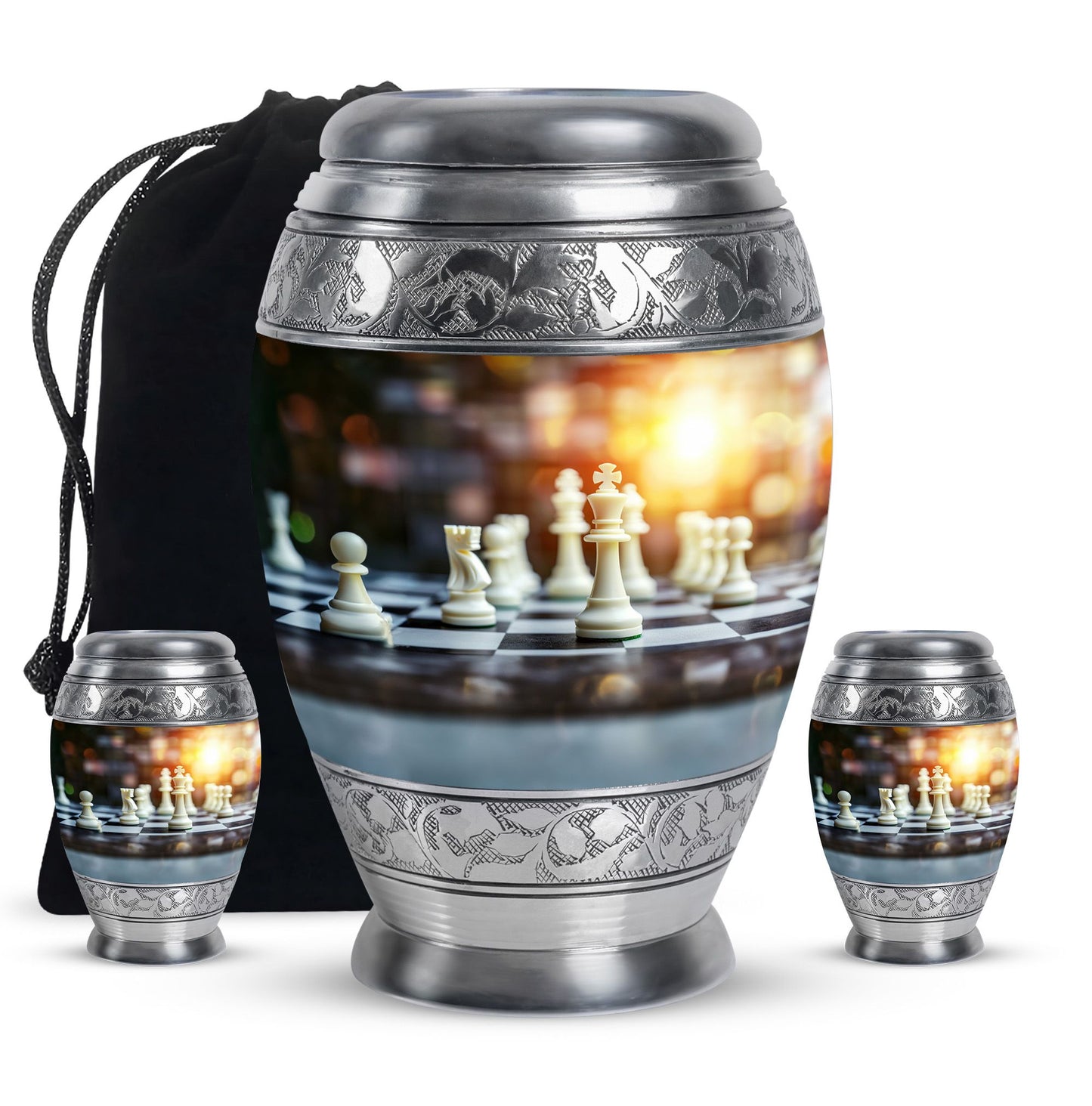 Personalized Chess Cremation Urn for Women - 10-inch, 200 cu in - Yatskia