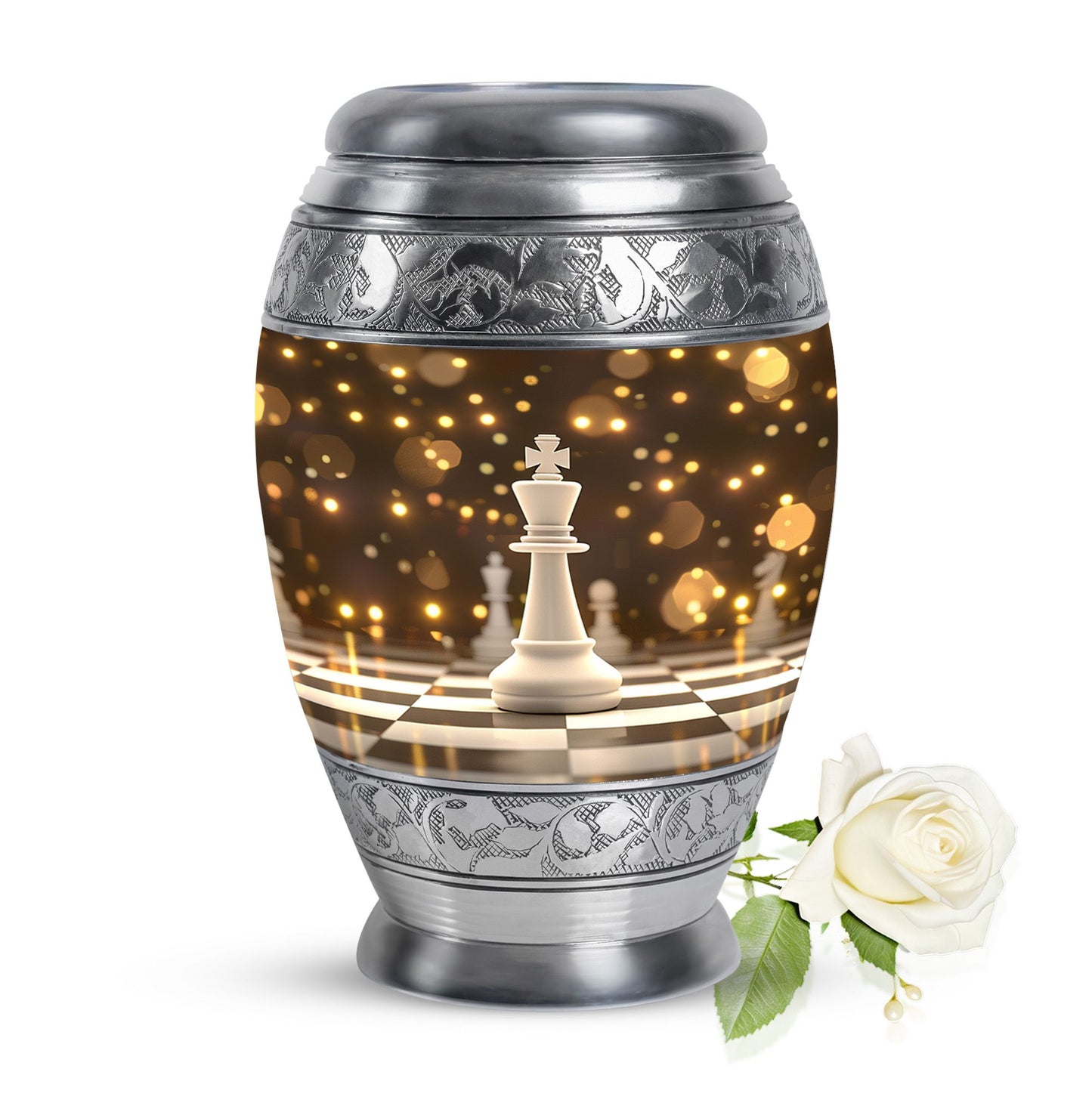 Personalized Chess Memorial Urn for Human Ashes - 10-inch, 200 cu in - Yatskia