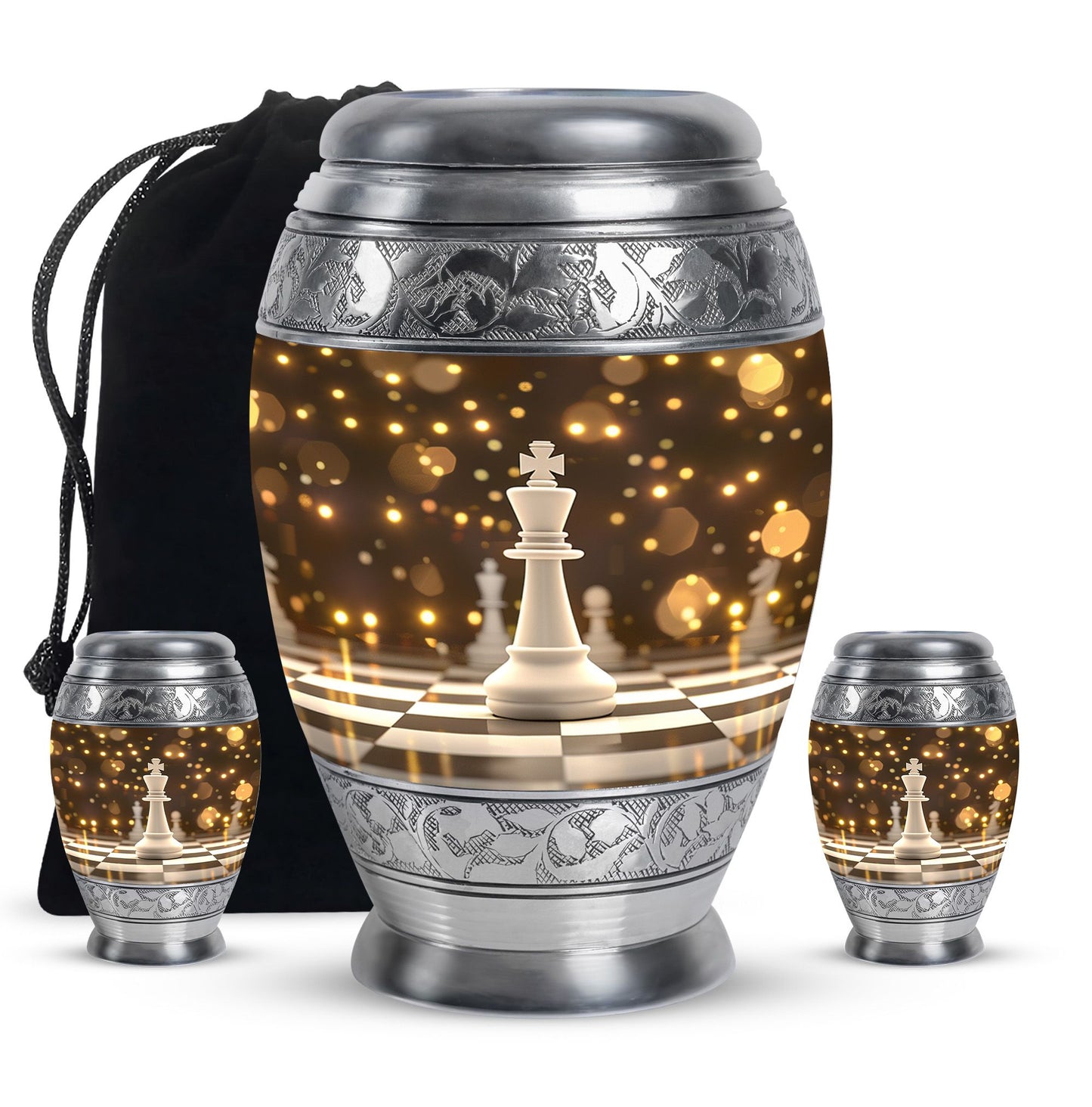 Personalized Chess Memorial Urn for Human Ashes - 10-inch, 200 cu in - Yatskia
