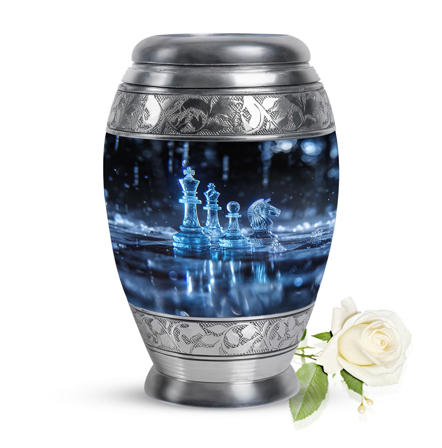 Personalized Chess Cremation Urn for Human Ashes - 10-inch, 200 cu in - Yatskia