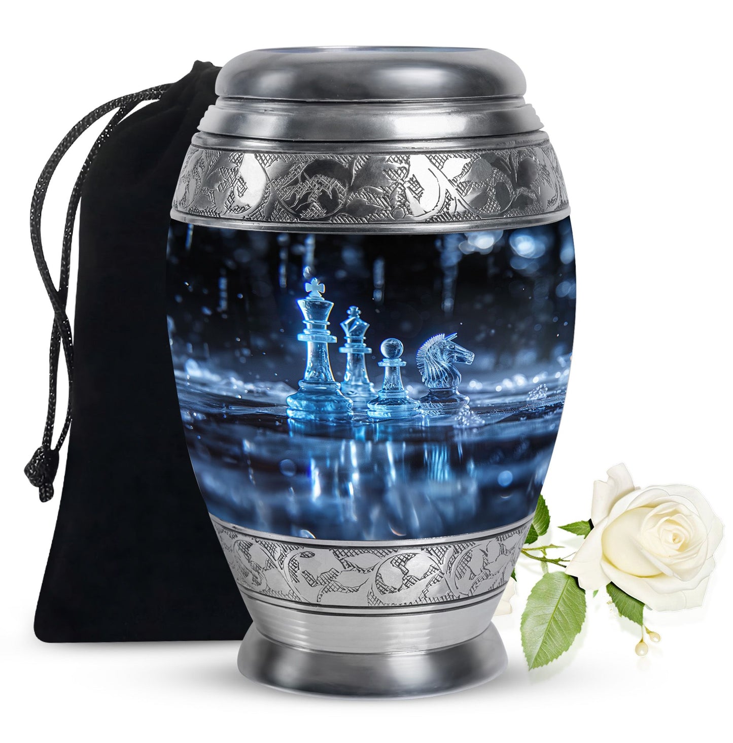 Personalized Chess Cremation Urn for Human Ashes - 10-inch, 200 cu in - Yatskia