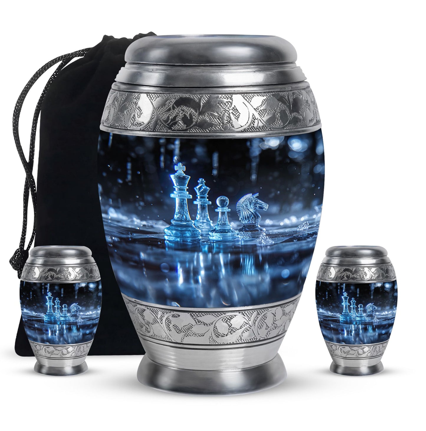 Personalized Chess Cremation Urn for Human Ashes - 10-inch, 200 cu in - Yatskia