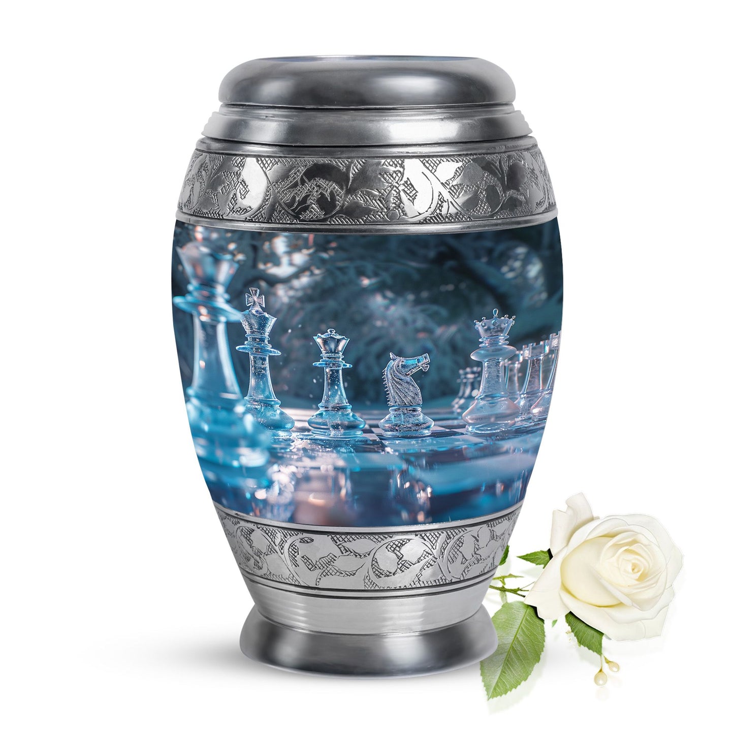 Personalized Chess Memorial Urn for Human Ashes - 10-inch, 200 cu in - Yatskia